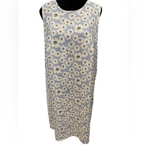 Chesley Vintage Plus Size Blue Garden Whimsical Floral Print Sleeveless Dress